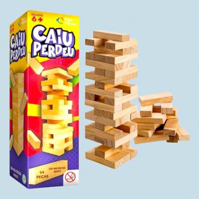 Jogo Caiu Perdeu Brinquedo Torre Equilíbrio Madeira Jogos de Tabuleiro Toda Família Férias Viagem Presente Desafio Brinquedo Criança