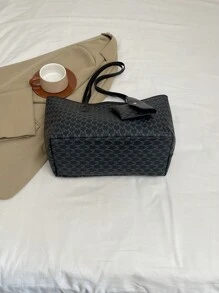 女士大容量手提包，大学生通勤包，单肩包 - 黑色 - 查看 11