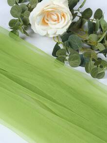 1 pieza de tela de fondo verde de unicolor de 79/197 pulgadas, moderna tela de organza para decoración de silla de fiesta al aire libre y banner nupcial para bodas, cumpleaños - Verde - Ver 4