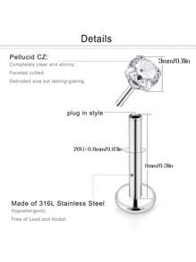 12pcs 20G 18G 16G Threadless Push In Medusa Piercing Jewelry Tragus Earrings Set Surgical Steel Labra Jewelry Lip Rings Earrings Women Men Forward Spiral Earrings Flat Back Cartilage Earrings