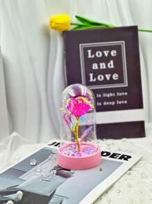 感恩节万圣节派对礼物人造玫瑰花带塑料盖发光装饰件，情人节，母亲节礼物，送给妻子、妈妈、永恒花卉礼物、生日周年庆典 - 彩色 - 查看 12