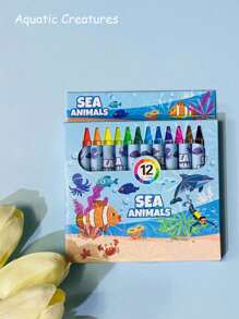 12 piezas, Set de 12 colores de mini crayones de estilo de dibujos animados, crayones para estudiantes, pinceles para pintar, pasteles de aceite, de vuelta a la escuela