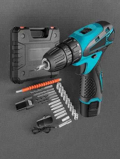 Juego de Destornilladores eléctricos Taladro inalámbrico Batería Destornillador Recargable Taladro Eléctrico de 12V, Destornillador Inalámbrico, Con estuche Rigido Y Cargador