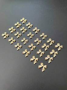 20pcs Nail Alloy Accessories 3D Gold/Silver Butterfly Metal Ribbon Bow Tie, Fashionable Decorative Nails Rhinestone Jewelry, Nail Art Accessories Nail Salon Nail Decoration DIY Handmade Nail Products - Multicolor - View 8