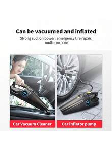 CARSUN Four-In-One Car Vacuum Cleaner Car Inflatable Pump Portable Electric Tire Pump Emergency Lighting - Black - View 3