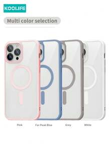 Koolife 1pc Acrylic Magnetic Wireless Charging Shockproof Thin Soft TPU Candy Color Protective Phone Case Compatible With Apple 16/16 Pro Max/16 Pro/16 Pro/15/15 Pro/15 Pro Max/15 Plus/14/13/12/11