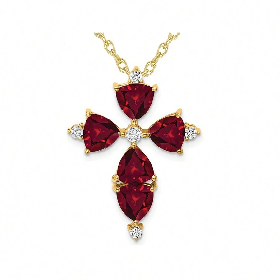 Gem And Harmony 6.50 Carat (Ctw) Lab-Created Ruby Cross Pendant ...