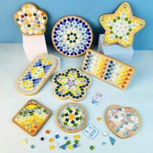 Wooden Round Coasters, Mosaic Coasters - Round & Square Coasters, Handmade Mosaic Crafts DIY Set, Affordable DIY Woodworking Gifts, Homemade Father's Day Gift,Crafts,Craft Kits,Crafts For Kids,Craft Supplies>Diy Crafts,Diy Sets,Craft Kit Wooden