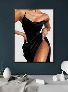 1 pieza Póster de lienzo sin marco, arte moderno, mujer, africana sexy-americana, cartel de pintura al óleo de tipografía de cita de arte, regalo ideal para dormitorio, sala de estar, comedor, cocina, estudio, baño, pasillo, dormitorio, pared arte, decoración de pared, decoración del hogar, pintura de lienzo de decoración de habitaciones