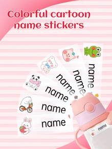84pcs, Custom Cartoon Pattern Name Stickers, Personalized Labels Transparent Custom Name Stickers, Water Cup Stationery Transparent Name Stickers, Waterproof Personal Labels, Office School Stationery Scrapbook Stickers, Gift Labels, Party Supplies Labels - Transparent - View 3