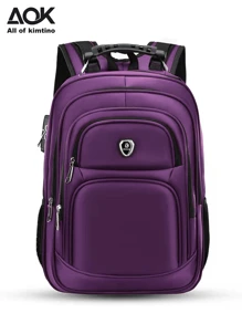 男士功能背包，返校必備書包 - 紫色 - 查看 8