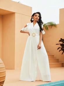 Solid Pleated Jumpsuit