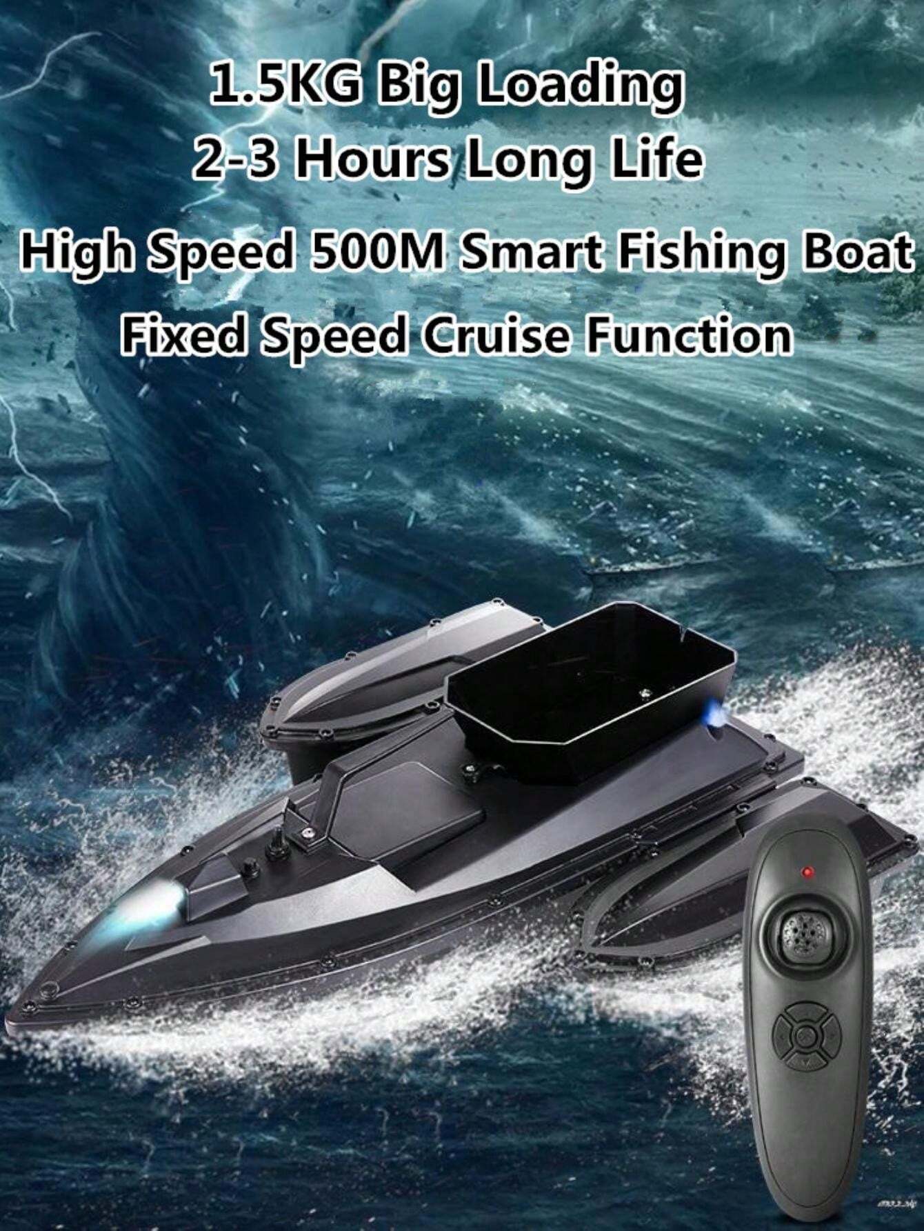 Barca Esca Telecomandata 500m - Doppio Motore, Carico 2KG, Camouflage, Led Notte