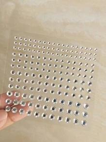 2入組臉部棒狀鑲鑽水晶亮片裝飾貼，眼妝亮鑽淚珠鑲嵌兒童化妝棒臉部珠寶 - 白色 - 查看 6