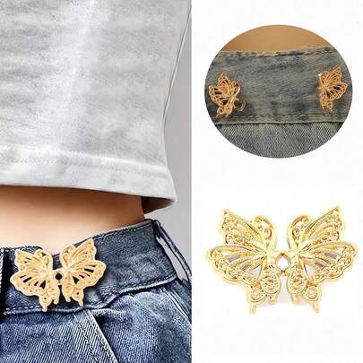 3pcs High Quality Butterfly Waist Cincher Clips, Detachable Fashion Pants Clips Suitable For Jeans, Skirts, Trousers, Bags, For Women And Girls