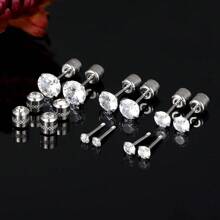 9PCS Piercing Kit-4PCS Disposable Premium Sterile Ear Piercing Gun+5pcs Silver/Golden Color Cubic Zirconia Fake Diamond CZ Flat Back Stud - Multicolor - View 7