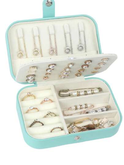 1pc Large 2-Layer Jewelry Box, Multi-Grid Jewelry Storage Box, Ring Box, Earring Box, Necklace Box, Packaging Box, Women Jewelry Box, Gift For & Christmas, Bathroom Storage Box, Kitchen Cabinet Storage Box Back To School