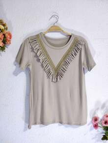 Women T-Shirts - 卡其色 - 查看 1