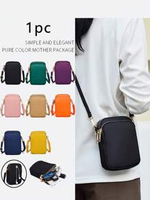 1 Túi đeo chéo mini thời trang thường ngày có túi vải đựng điện thoại, ví đựng tiền xu theo chiều dọc, ví thể thao có giắc cắm tai nghe, dây đeo vai có thể điều chỉnh cho thanh thiếu niên, du lịch, trở lại trường, quà tặng - A - Xem 2