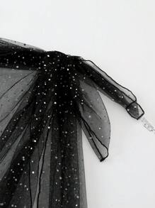 1pc Women's White Sparkly Mesh Sheer Shawl Cover Up, Suitable For Beach Vacation And Photo Shoots Outfit. - White - View 10