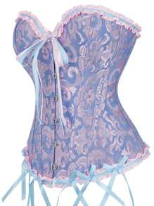 1 件女士宫廷束身衣上衣、万圣节服装、紧身胸衣、紧身塑身衣 - 紫羅蘭色 - 查看 2