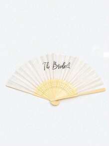 5pcs&1pc Silk Folding Fan, Black And White Fan For Bride And Bridesmaids, Bachelorette Party Wedding Bridal Shower Decoration, Bridesmaid Gift Wedding Decoration, Perfect For Wedding, Dance, Photography And Cheongsam Accessories - Elegant And Convenient Accessories For Any Occasion