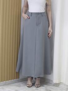 Saia Longa Alfaiataria Social - Cinza - Visão 4