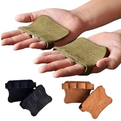 2 件皮革举重训练手套，手掌保护，健身体操引体向上练习，男女适用