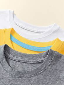 3pcs/Set Young Boy Casual Short Sleeve T-Shirt Top, Cartoon Excavator Print, Fashion Summer - Multicolor - View 4