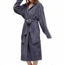 1pc Coral Fleece Solid Color Women's Bathrobe With Pockets, Soft & Absorbent, Can Be Worn As Bathing Robe, Sleepwear - Multicolor - View 11