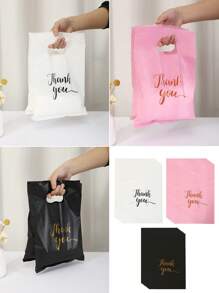 100pcs Solid Color Thank You Plastic Gift Bags, Reusable Plastic Bags Perfect For Jewelry, Clothing, Packaging, Gift And Shopping, Back To School Valentine Day