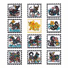 Phim hoạt hình Dòng cung hoàng đạo Giọt dầu Huy hiệu Pin tem sáng tạo để làm quà tặng và phụ kiện năm mới - trắng - Xem 2