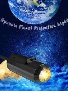 1pc Mini USB Moon Projector LED Earth And Galaxy Lamp For Home Atmosphere Lighting, Room Decoration, Wall Gift, Night Light - Black - View 3