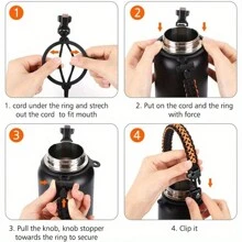 1pc Outdoor Parachute Cord Handmade Braided Cup Handle, Cup Sleeve, Durable Water Bottle Carrier For Outdoor Activities - Supports Up To 64oz