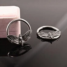 1 pieza Pesas para orejas con calaveras y mariposas para tapones perforados en el Body, túneles de piercing corporal de acero inoxidable para joyería corporal