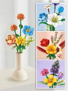 LOZ Bloques de construcción microscópicos, set de ramo de flores eternas, flores de rosa como regalos para niñas, mejores amigas y novias, decoración de hogar y habitación para el Día de San Valentín - Multicolor - Ver 5
