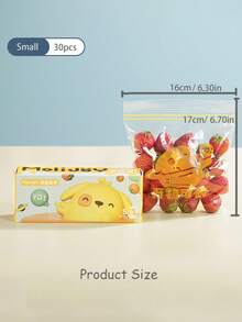 1入組卡通密封塑料袋，家用冰箱自封式封口保鮮冷藏袋，可再次使用的食品收納袋，雙邊自粘袋，水果和蔬菜的冰凍袋，空氣緊密袋，適用於存放低溫冰箱的密封袋，可拆卸食品袋，廚房用具 - 透明 - 查看 10