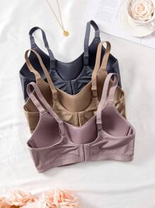 3PCS Lady's Comfortable Casual Wireless Soft Cup Solid Underwear Bra - Multicolor - View 8