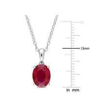 Gem And Harmony 2.95 Carat (Ctw) Lab-Created Ruby Solitaire Oval Pendant Necklace In Sterling Silver With Chain