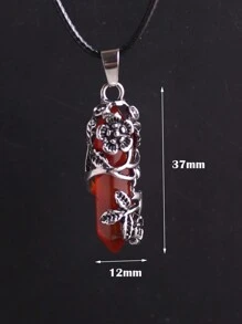 1 Vòng Cổ Mặt Dây Chuyền Cột Lục Giác Nhọn Cổ Điển Mã Não Tự Nhiên Pha Lê Viên Đạn, Dây Xích Áo Len Dangle Sáng Tạo Cho Unisex - Đá tự nhiên - Xem 3