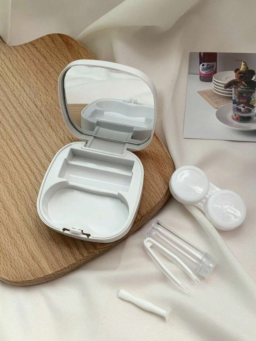 1pc Contact Lens Case With Mirror Portable Soak Storage Kit Cartoon