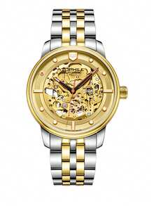 TOPHILL男士自動機械手錶，超亮夜光自動機械運動，5ATM防水腕錶，藍寶石水晶 - 金色 - 查看 4