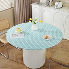 1pc Printed Round Tablecloth, Vinyl Flannel Backed Table Cover, 100% Waterproof And Oil-Resistant Plastic Tablecloth, Spring Flower Tablecloth, Round Elastic Edge, Suitable For Dinner Parties, Outdoors, And Picnics.