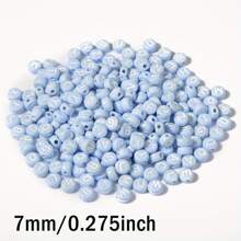 100/200/300/400/500/1000Pcs 4x7mm Blue Round Acrylic White Letter Beads A-Z Mixed Loose Beads For DIY Bracelets Necklaces Keychains Small Business Jewelry Making Craft Supplies