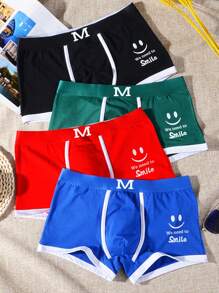 4 pièces ​​Slips de boxeur de mode élastiques pour hommes, respirants, doux, confortables et à séchage rapide