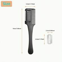 1pc Hair Comb + 10pcs Razor Blades Haircut Shaving Trimmer Styling Tools, Hair Brush Salon Barber Accessories, Blades Random