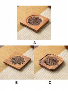 1 件复古木制储水小茶盘，茶具托盘，茶杯沥水托盘，适用于家庭茶室，茶具配件，桌面装饰，回到学校 - 彩色 - 查看 3