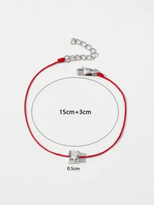 1 Máy Tính Đơn Giản Và Thời Trang Bạc 925 Nhân Tạo Đính Đá Cubic Zirconia Được Làm Thủ Công Dây Màu Đỏ Vòng Tay, Quà Tặng Của Phụ Nữ - Đỏ - Xem 4