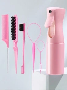 Juego de 4 piezas: regadera, peine para dar volumen, peine de cola de rata, cepillo para el borde y la parte posterior del cabello (negro)/(rosa)/(morado) - Cuidado corporal para viajes, al aire libre, deportes, oficina, escuela, sujetadores de pelo, accesorios para el cabello - Regalo de San Valentín para novio, novia, mujeres, cumpleaños