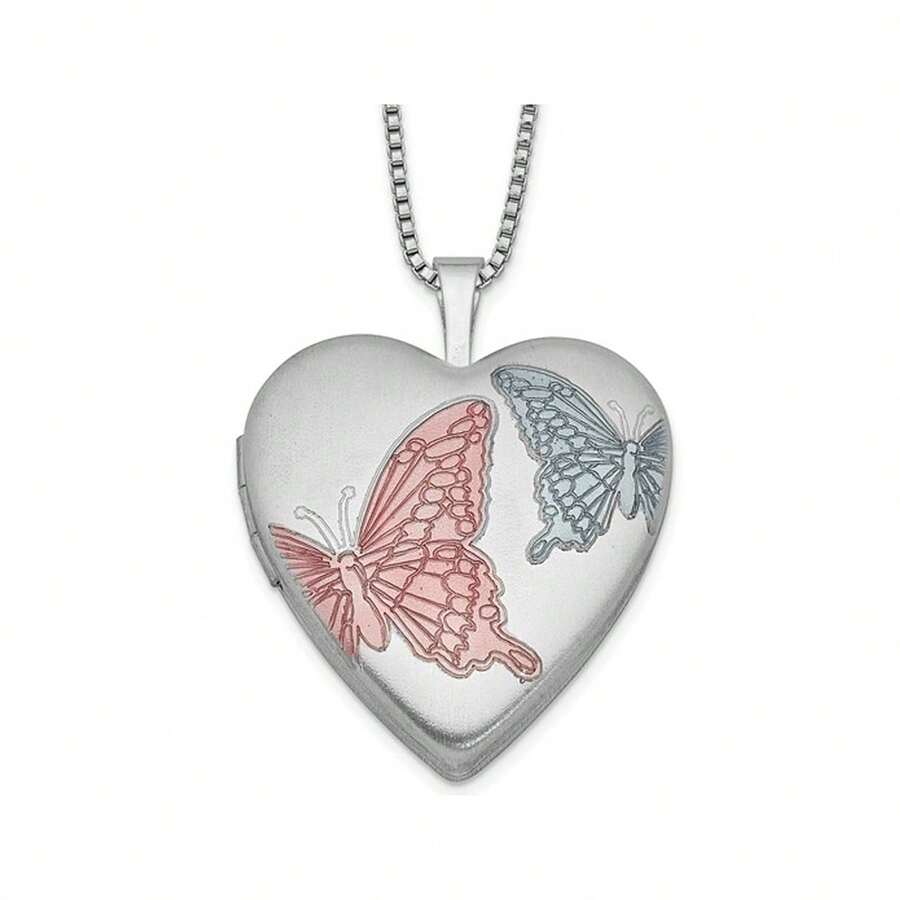 Gem And Harmony Sterling Silver Floating Butterflies Heart Locket ...